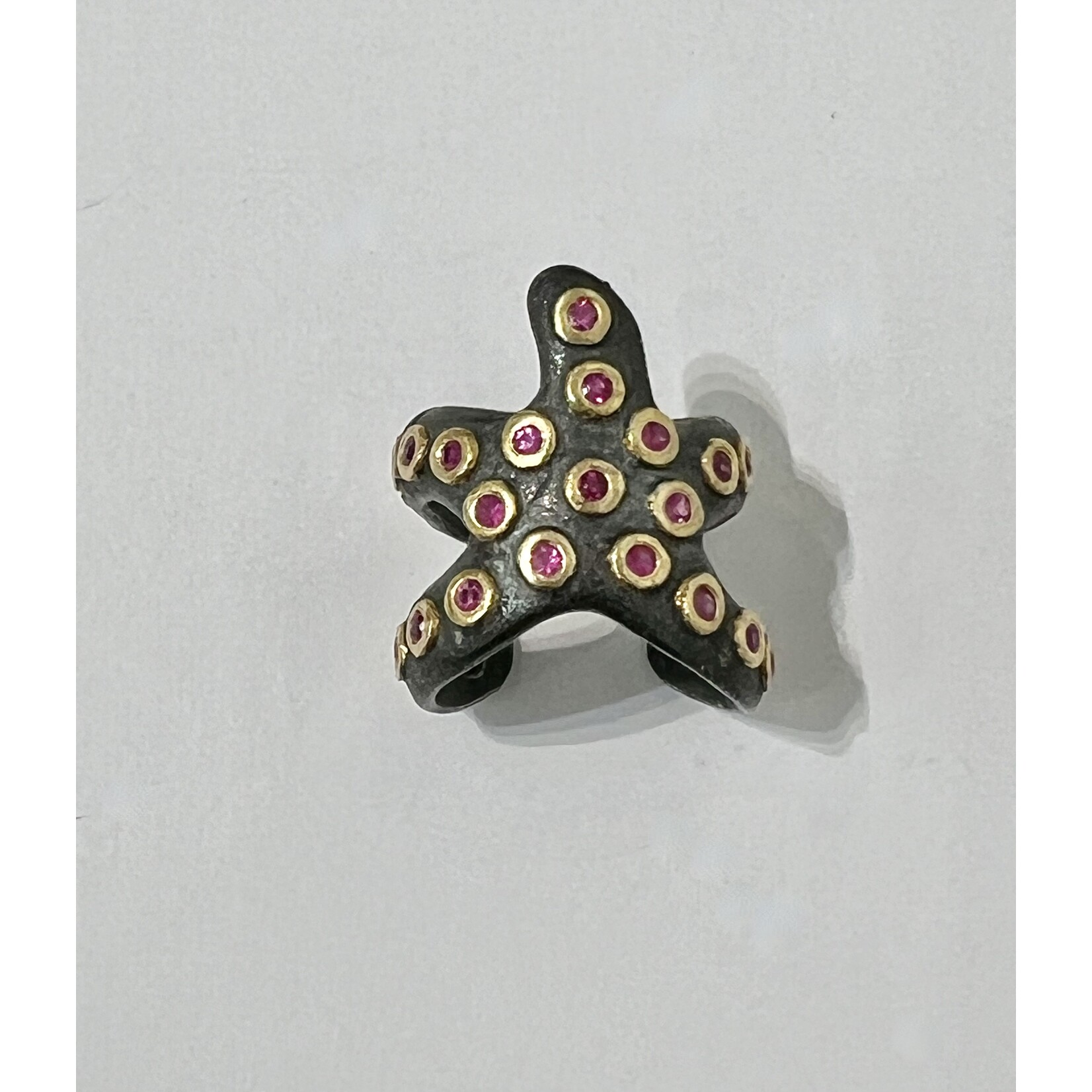 ARA Collection Oxidized Silver & Ruby Starfish Ring