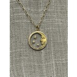 Lui Jewelry 14k, Quartz, and Diamond Moon & Stars Pendant Necklace