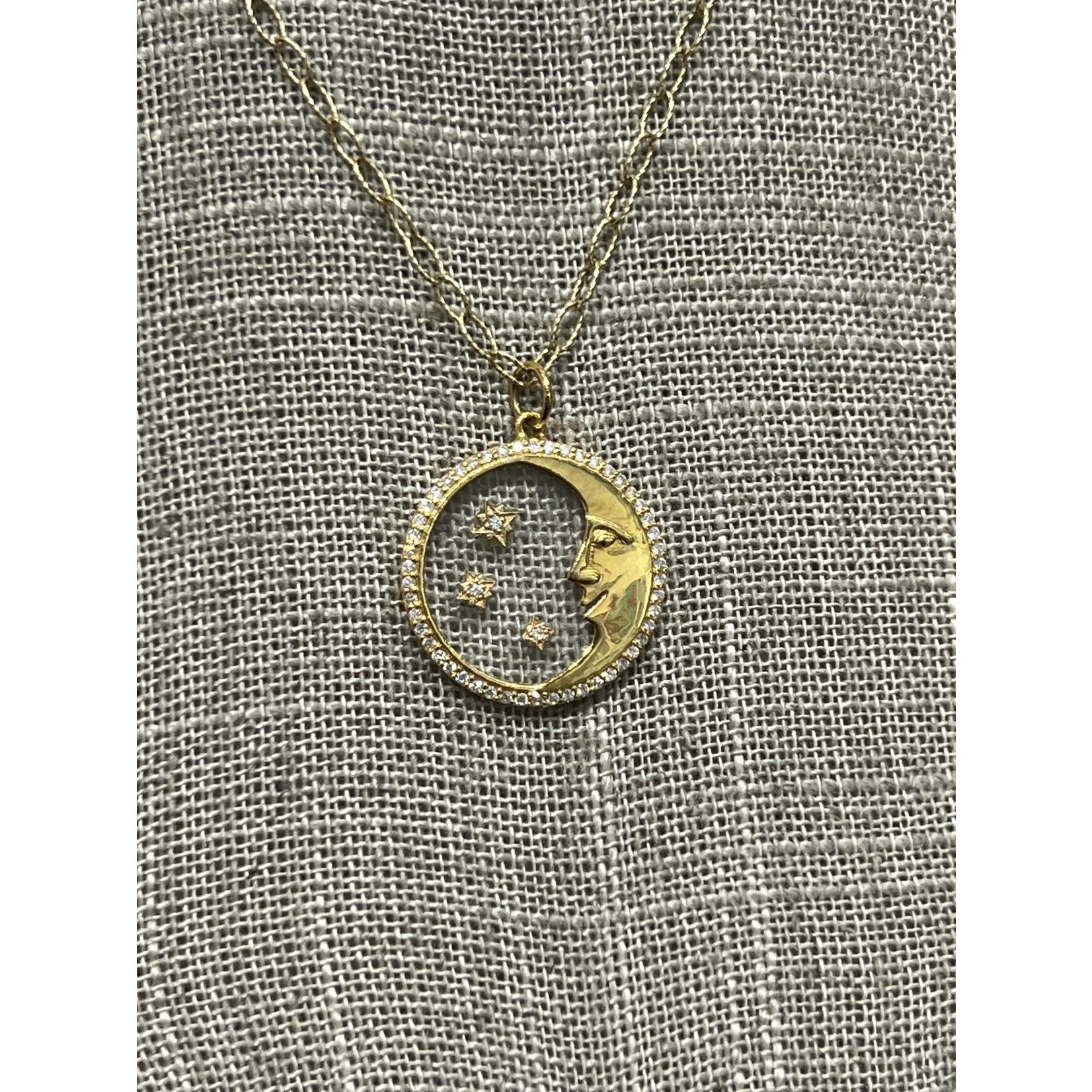 Lui Jewelry 14k, Quartz, and Diamond Moon & Stars Pendant Necklace