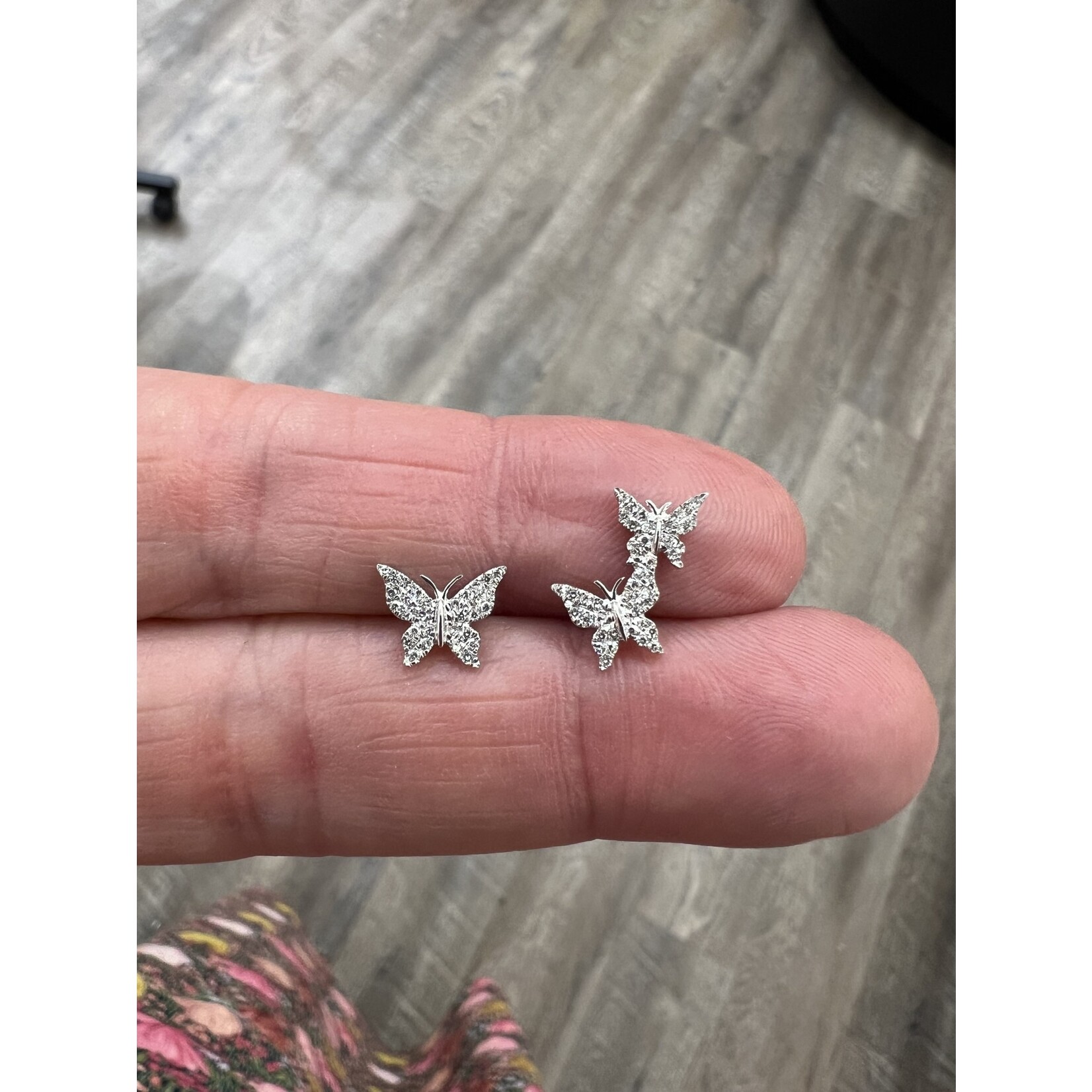 Andi Alyse 14kt White Gold Pave Diamond Butterfly Studs