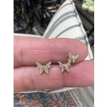 Andi Alyse 14kt Yellow Gold Pave Diamond Single Butterfly Stud (left image)