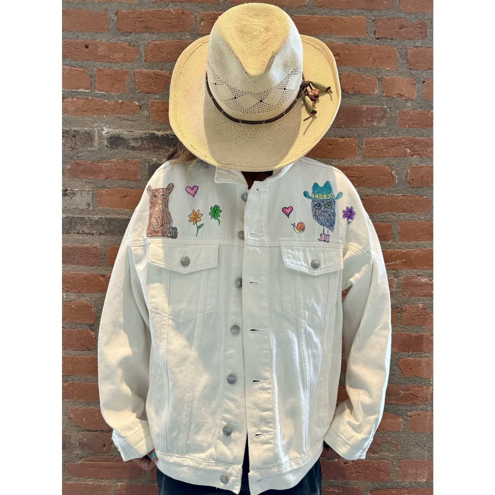 Kim Wyly Hand Painted White Jean Jacket - Medium