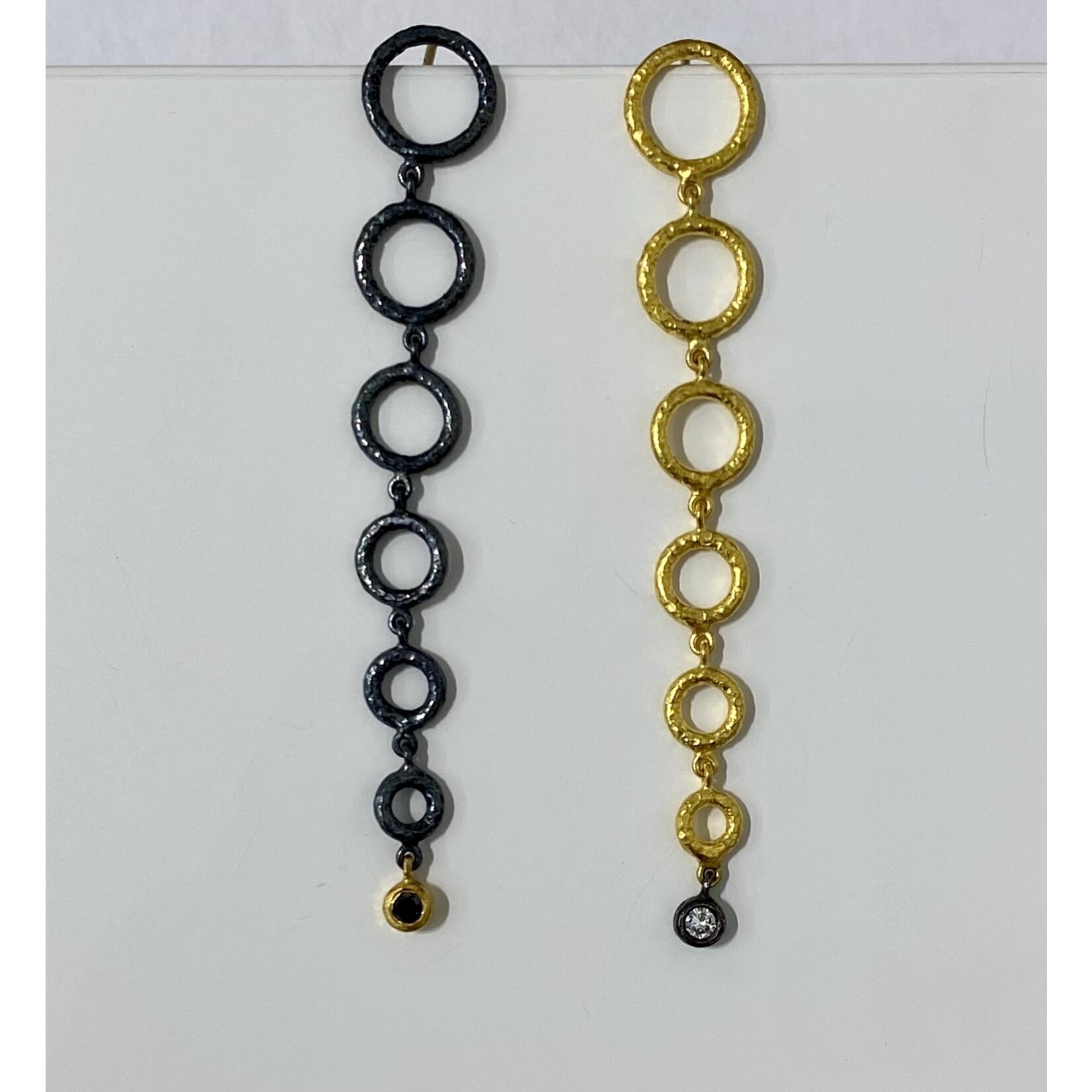 ARA Collection Oxidized Silver & 24k Gold Circle Dangle Earrings