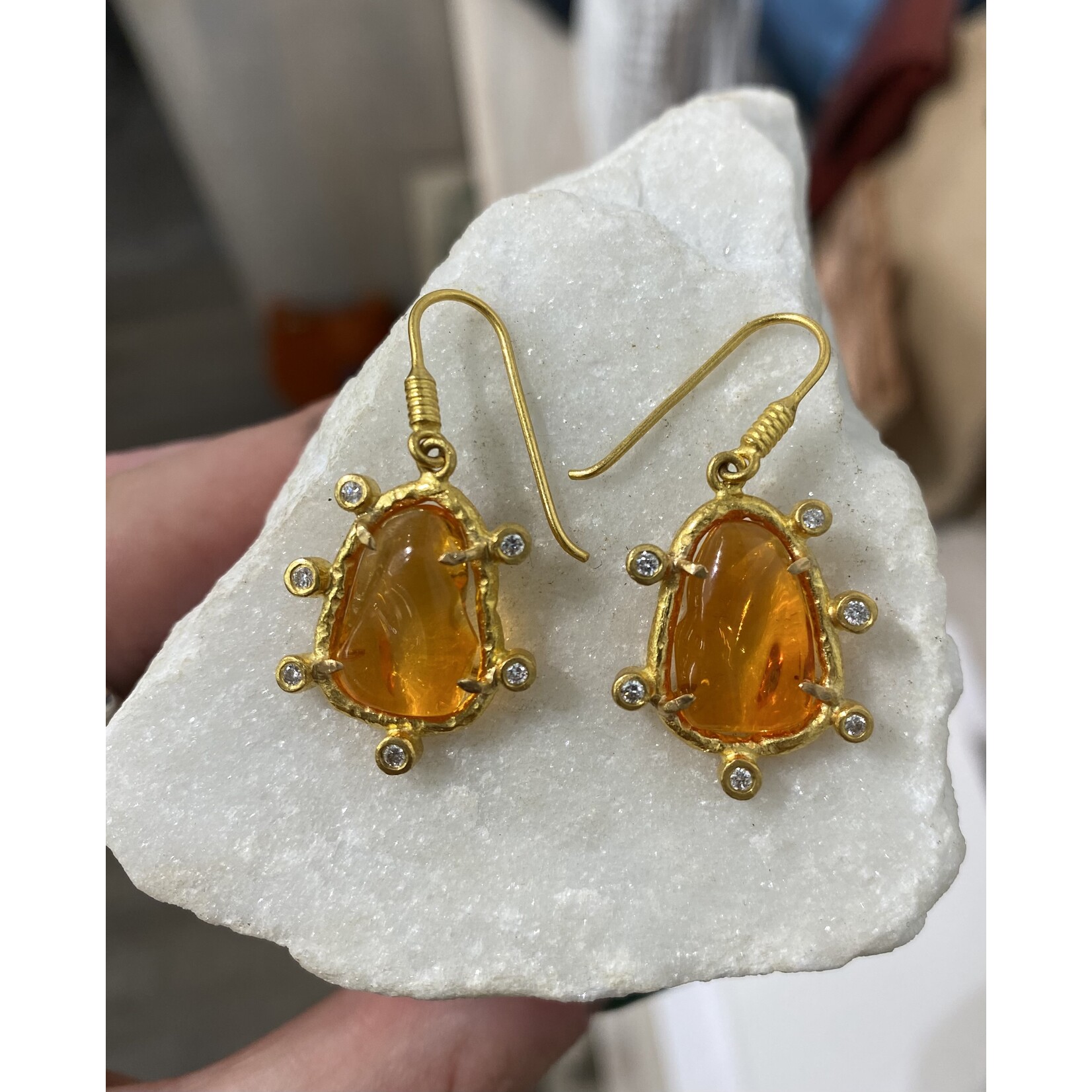 ARA Collection 24k, Fire Opal & Diamond Drop Earrings