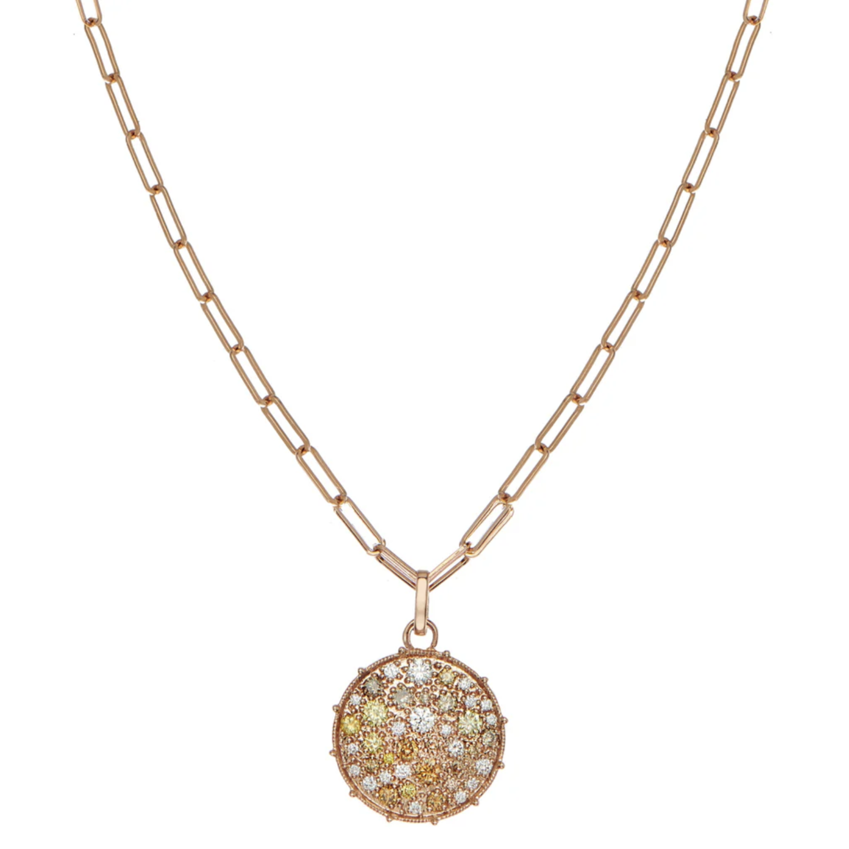 Sethi Couture 18K Rose Gold Confetti Multi-Color Diamond Disc Pendant