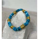 ARA Collection 24k Gold and Turquoise Stretch Bracelet