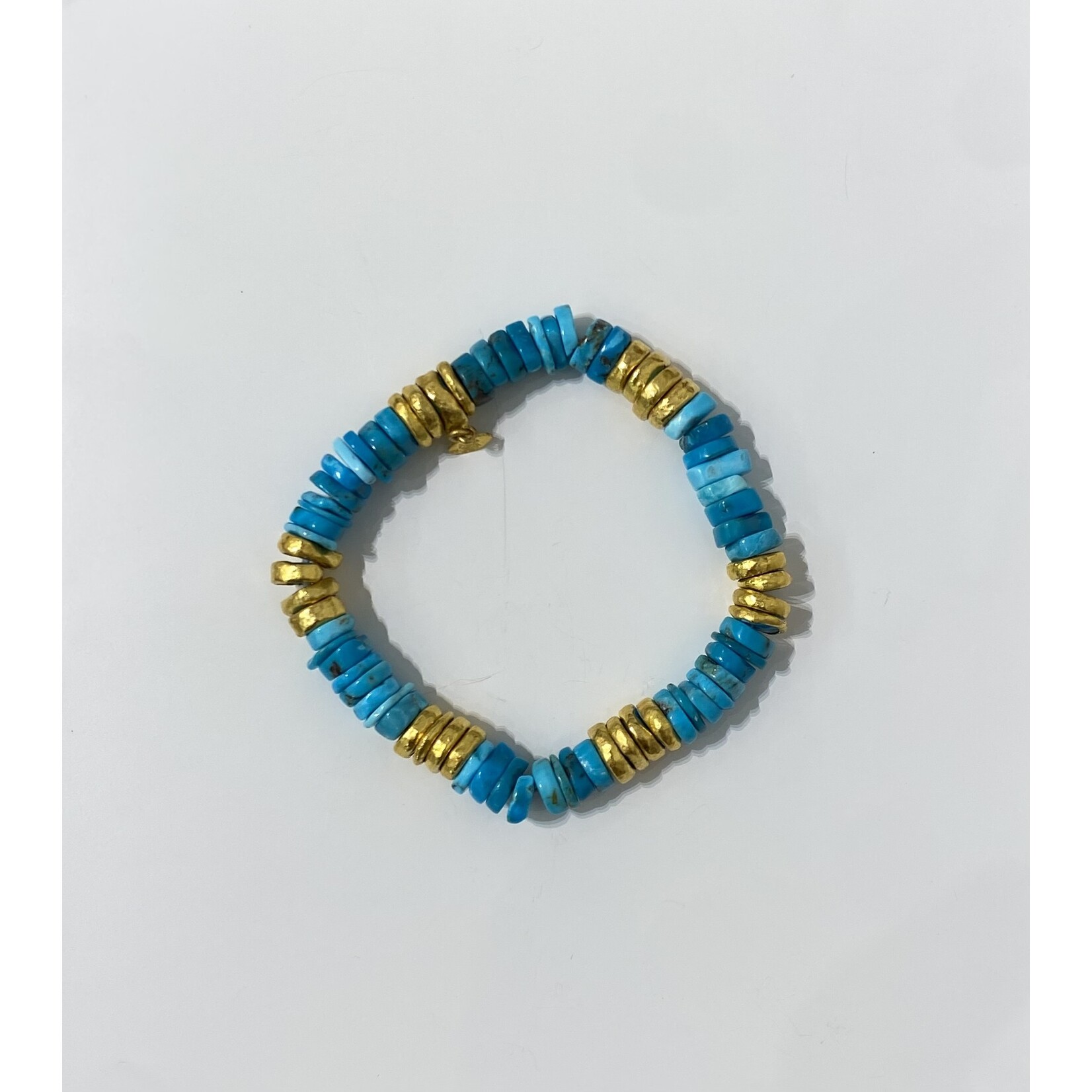 ARA Collection 24k Gold and Turquoise Rondelle Stretch Bracelet