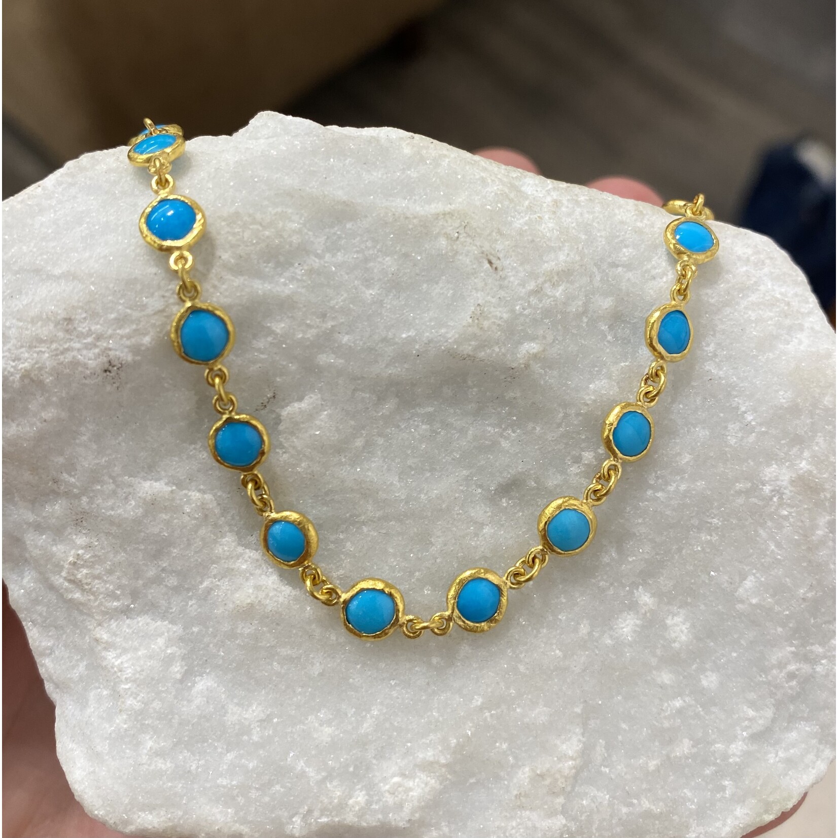 ARA Collection 24k Gold and Bezel Set Turquoise Bracelet