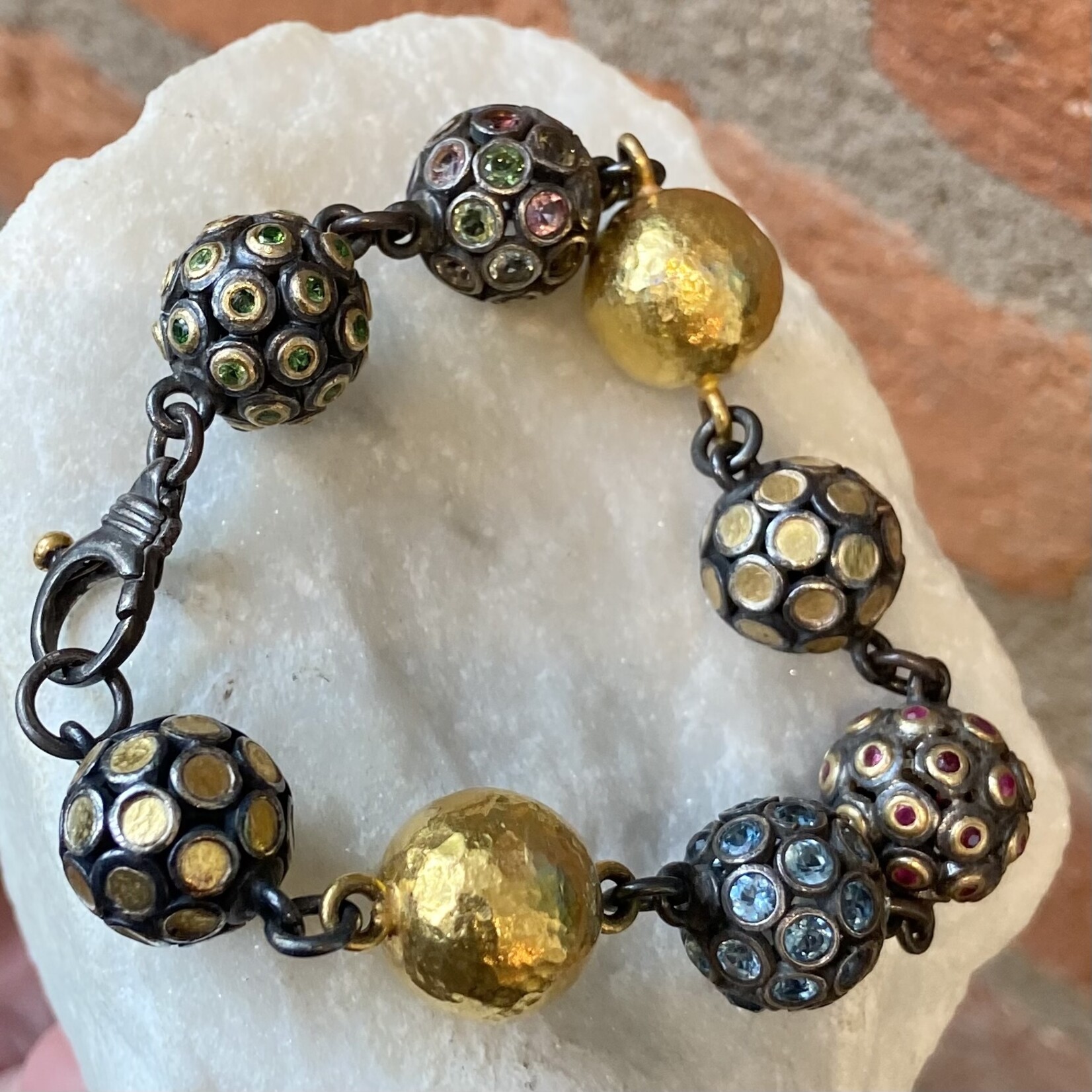 ARA Collection 24k Gold and Multi-Gemstone Ball Bracelet