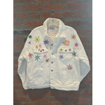 Kim Wyly Hand Painted Oversized White Denim Jacket - Medium