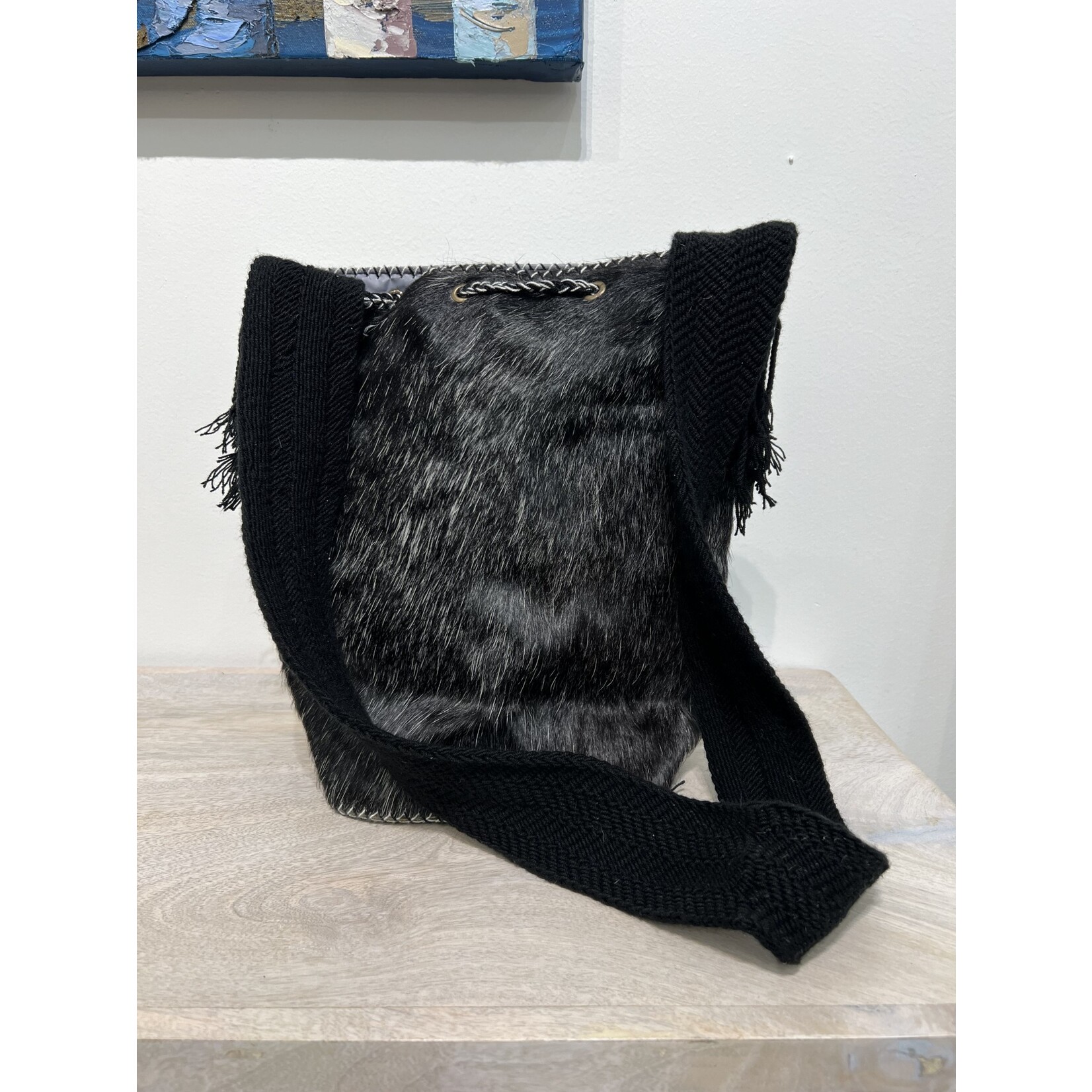 Black Hide Bucket Bag