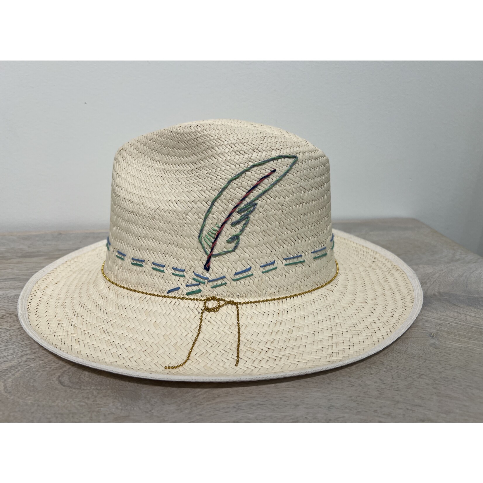 Feather Straw Hat