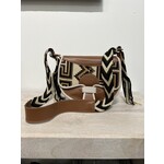 Brown Leather & Thread Bag w/ Chevron Straps