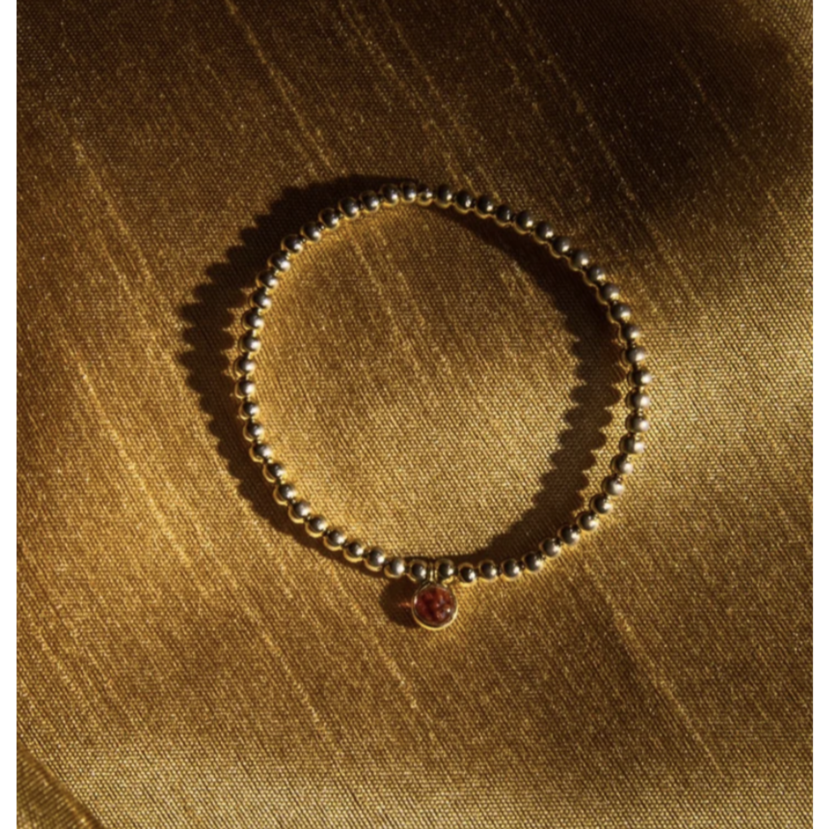Lui Jewelry Rubellite Pink Tourmaline Stretch Bracelet in 14K yellow gold