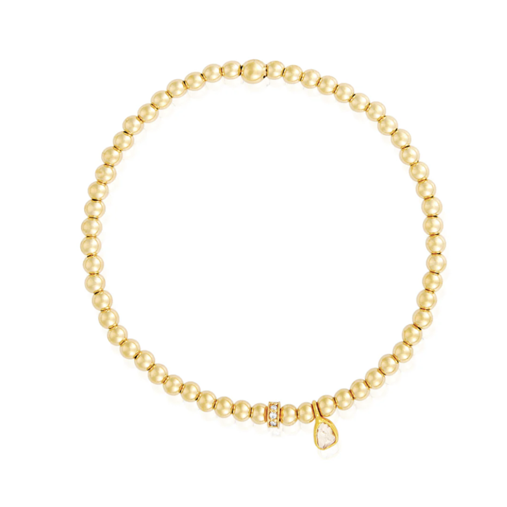 Lui Jewelry 14k Gold Stretch bracelet +18k Diamond Rondel & Rose Cut Diamond