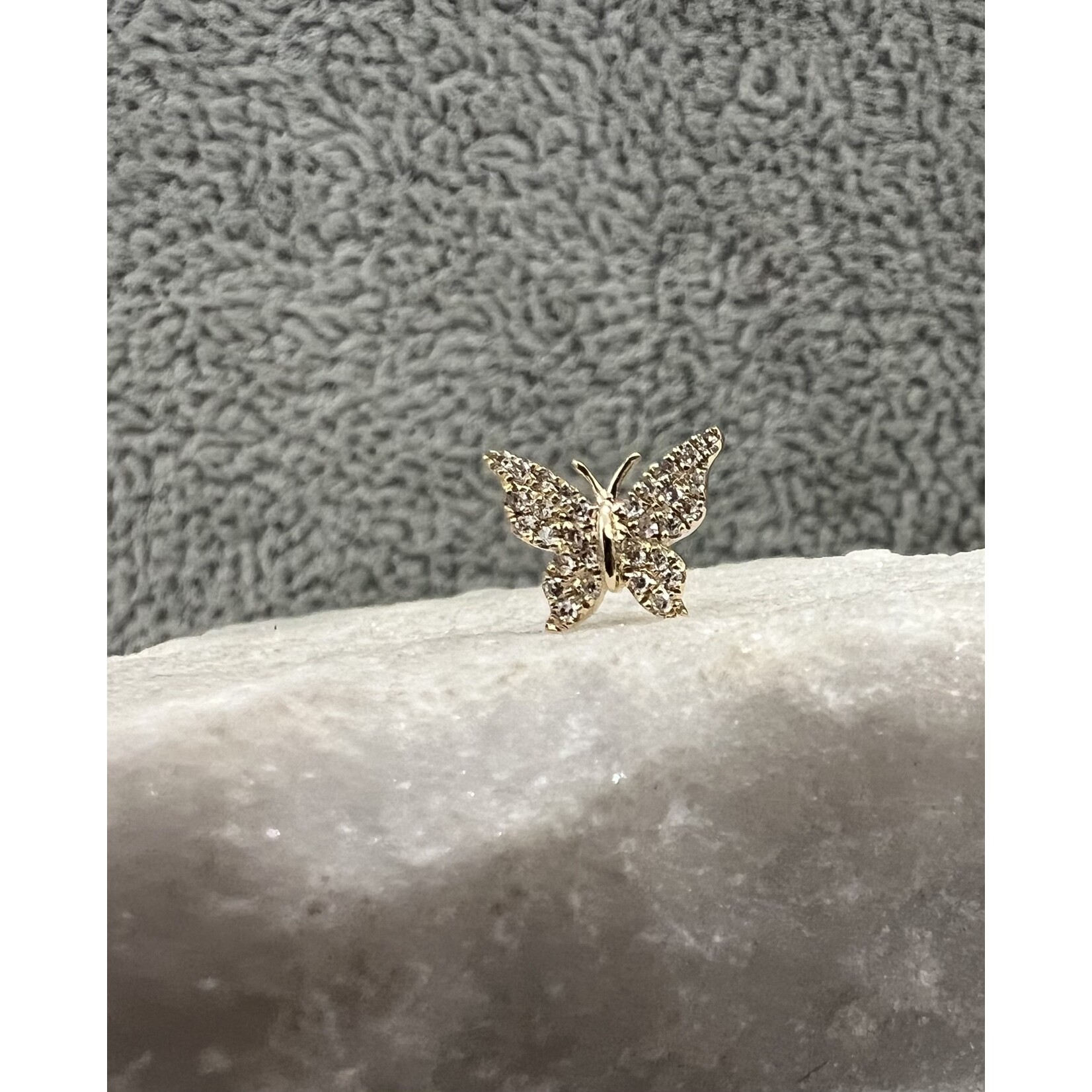 Andi Alyse 14k Yellow Gold Diamond Solo Butterfly Single Stud