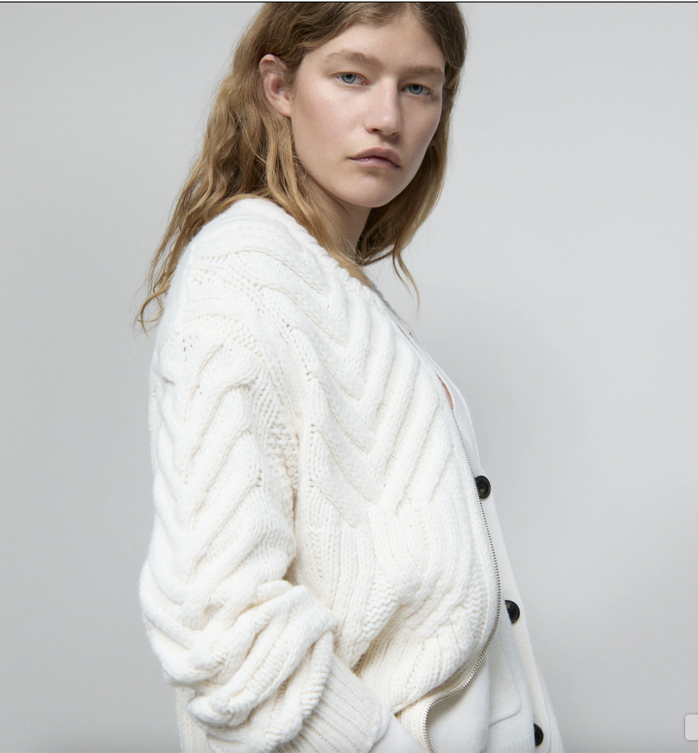épine label shaggy zip cardigan アイボリー