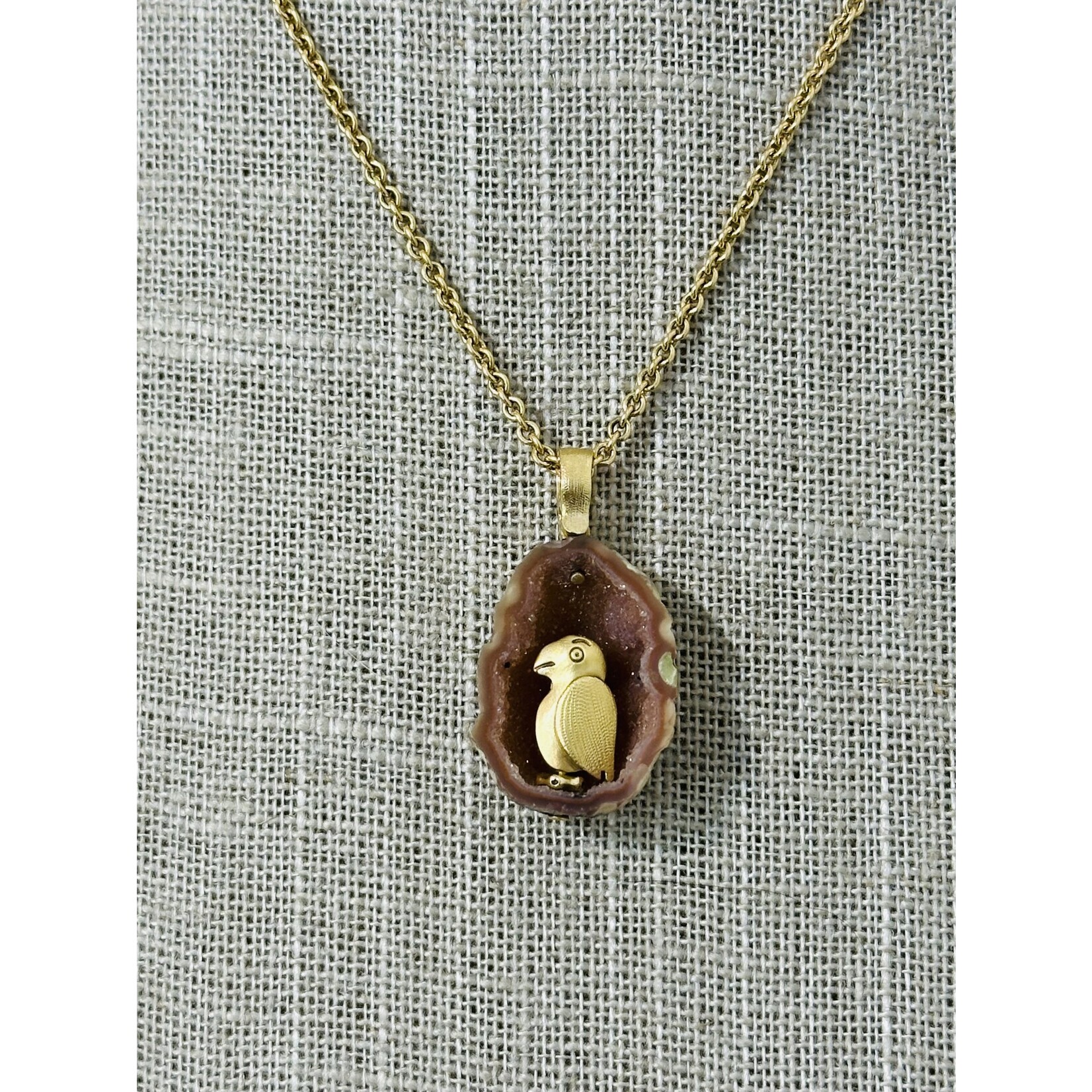 Alex Sepkus "Fable Animals and Strange Characters" Pendant, Tobasco Geode (11.26cts) set in 18K Yellow Gold
