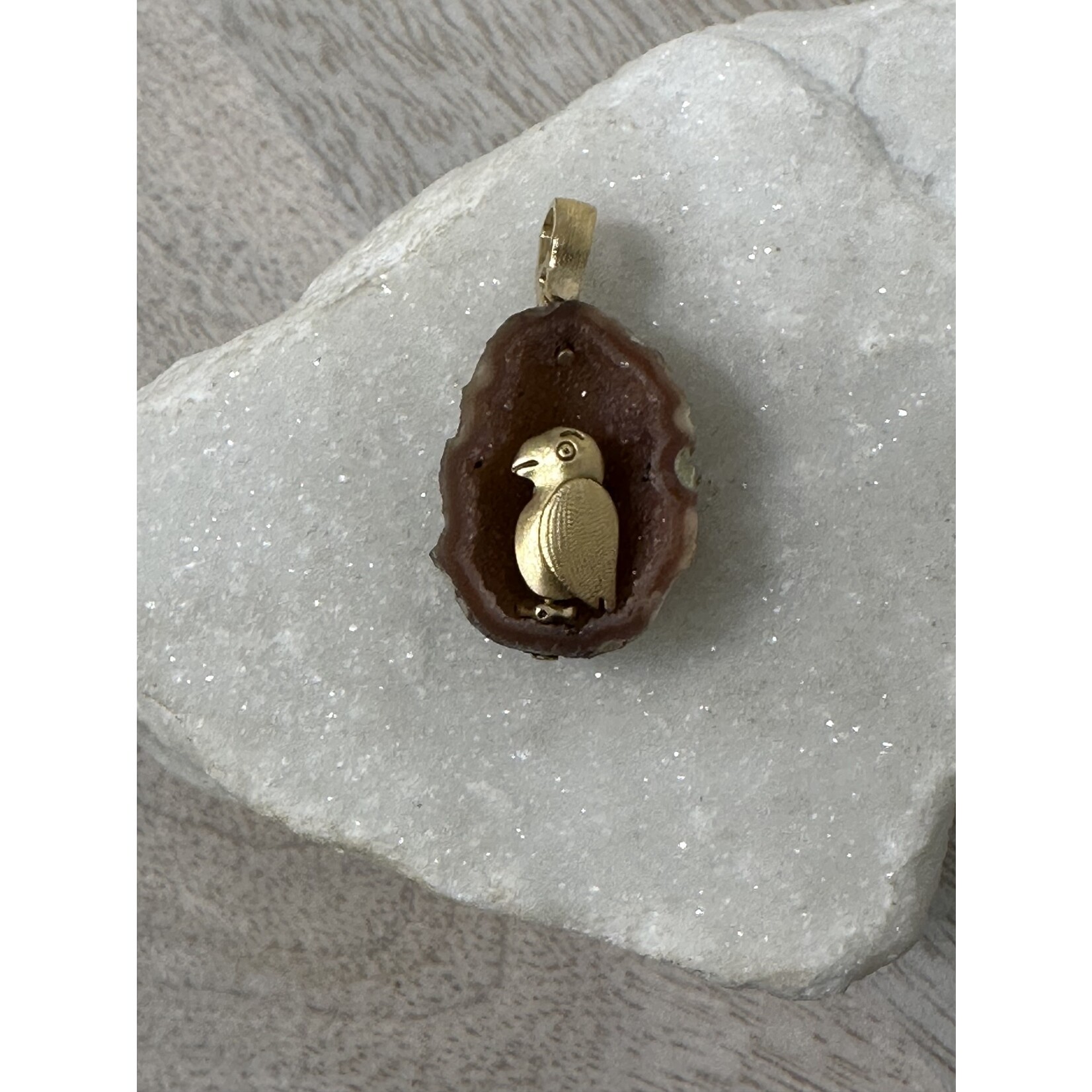 Alex Sepkus "Fable Animals and Strange Characters" Pendant, Tobasco Geode (11.26cts) set in 18K Yellow Gold