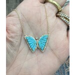 Andi Alyse 14k Carved Turquoise and Diamond Butterfly Necklace