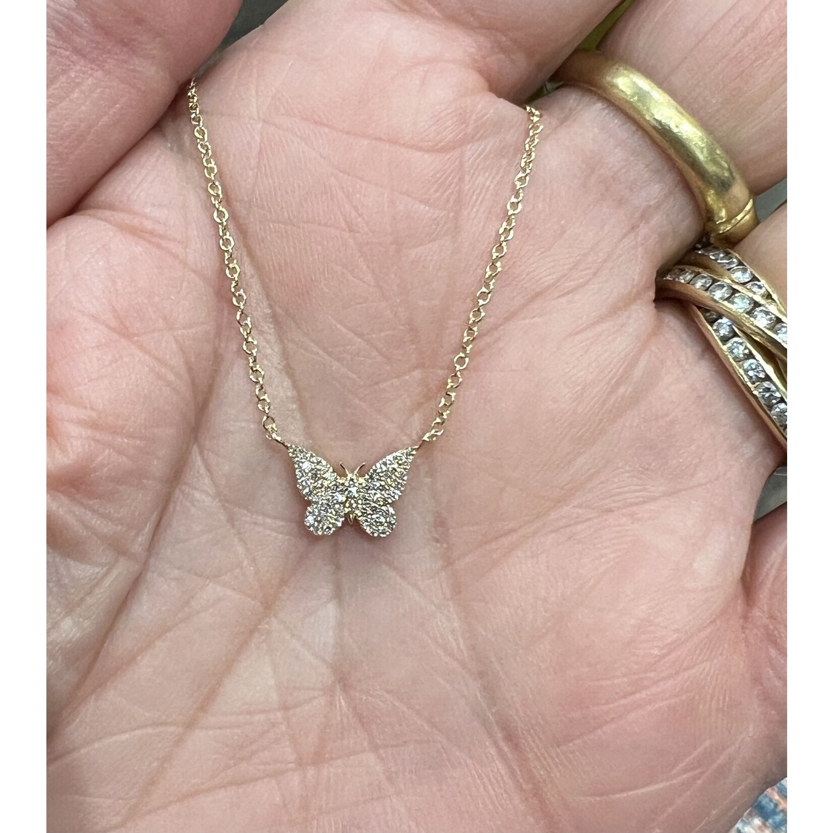 Andi Alyse Small Pave Diamond and 14k Yellow Gold Butterfly Necklace