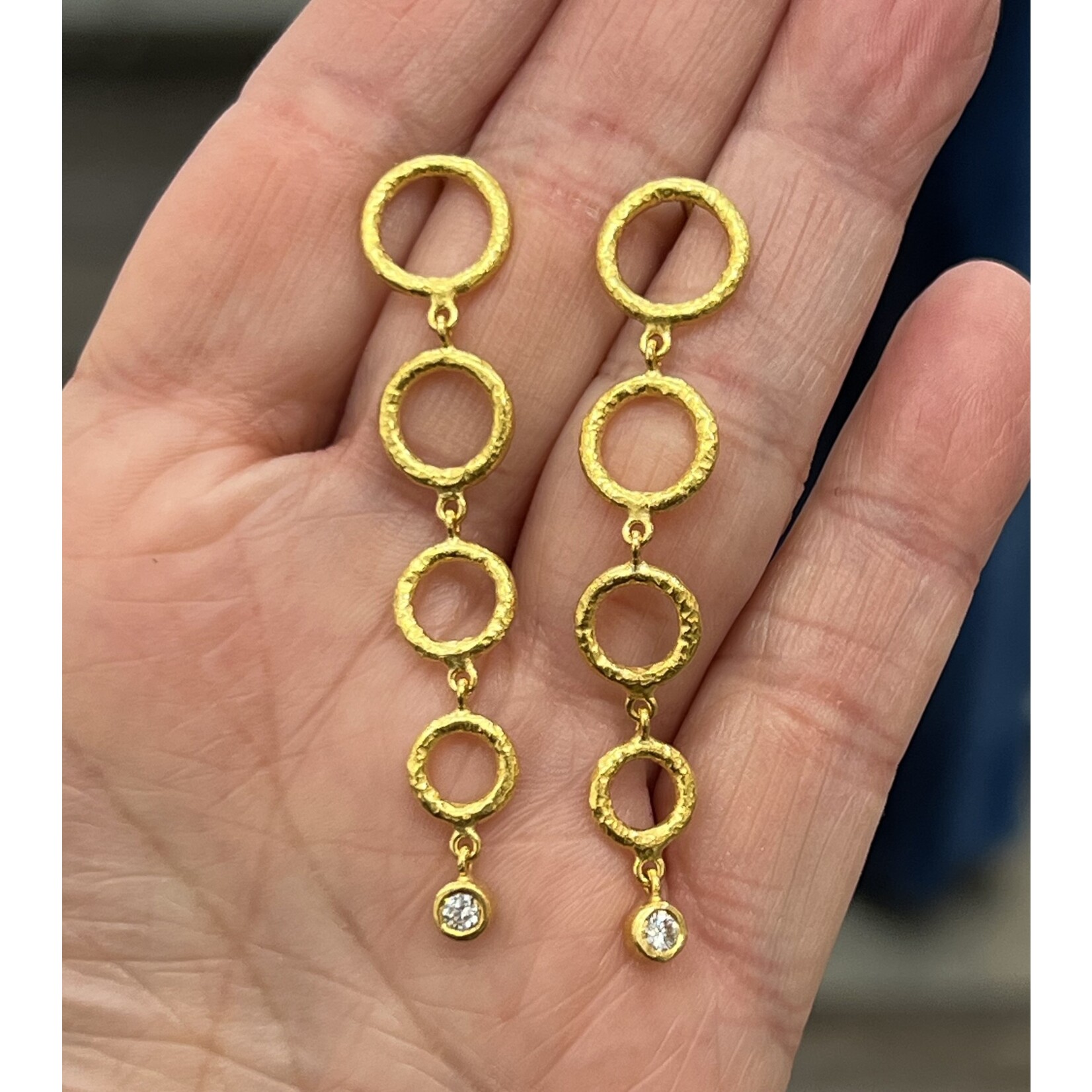 ARA Collection 24k Gold & Diamond Multi Circle Drop Earrings