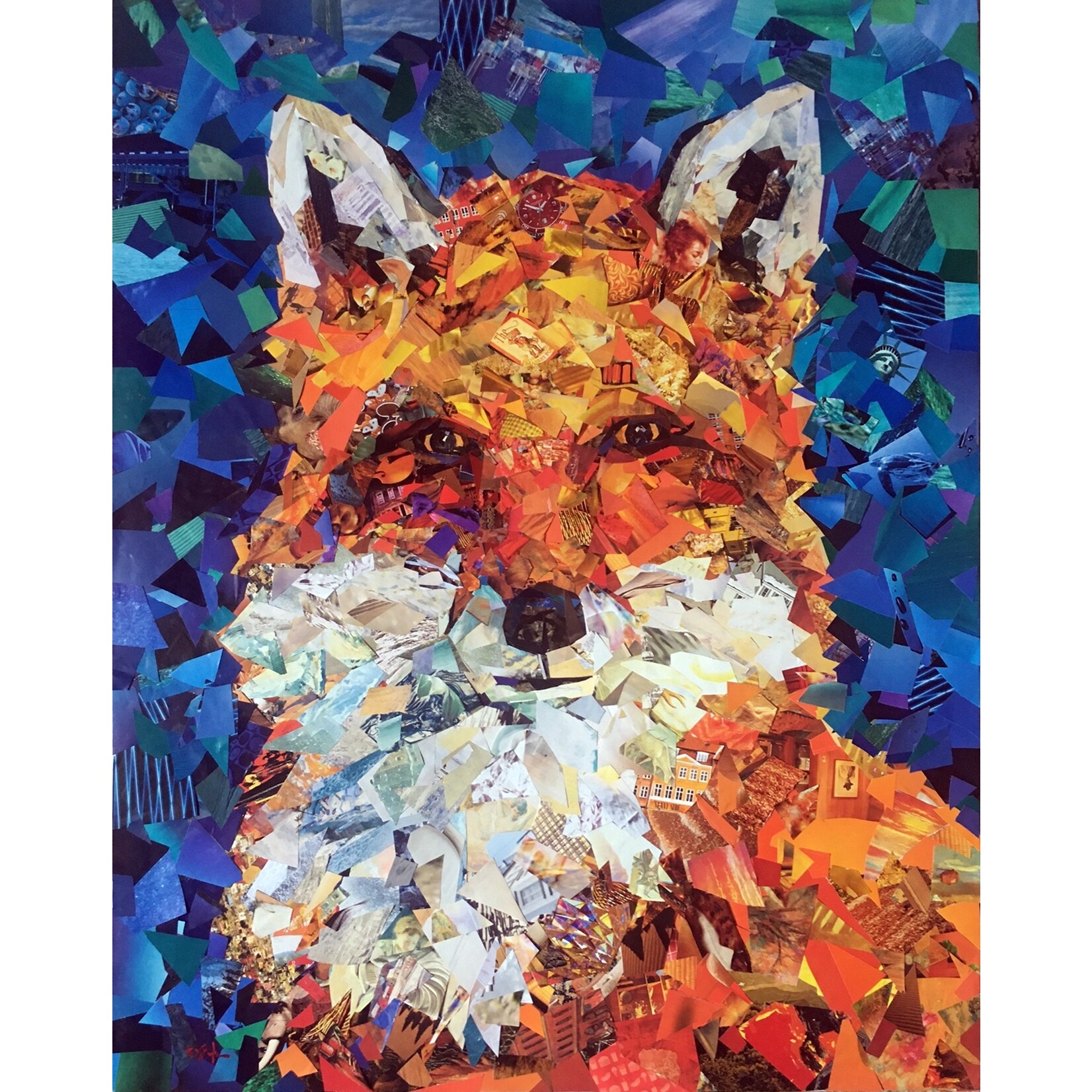Jeff Sojka "Fearless Fox" Framed Collage