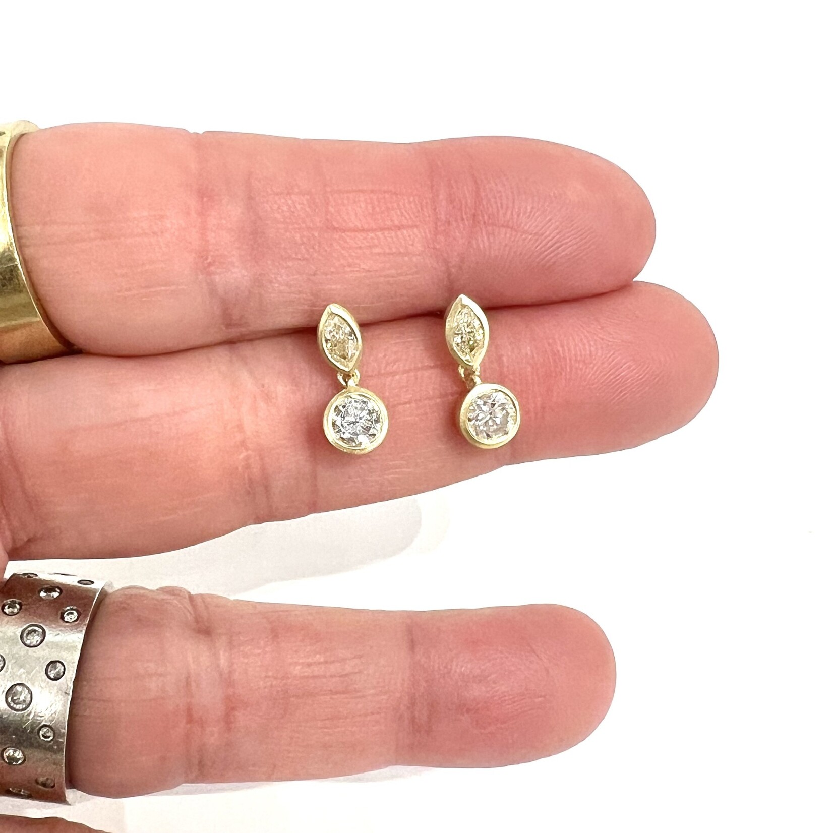 Perfect Jewel Heist 18k Gold and Double Diamond Drop Earrings (1.12ct)
