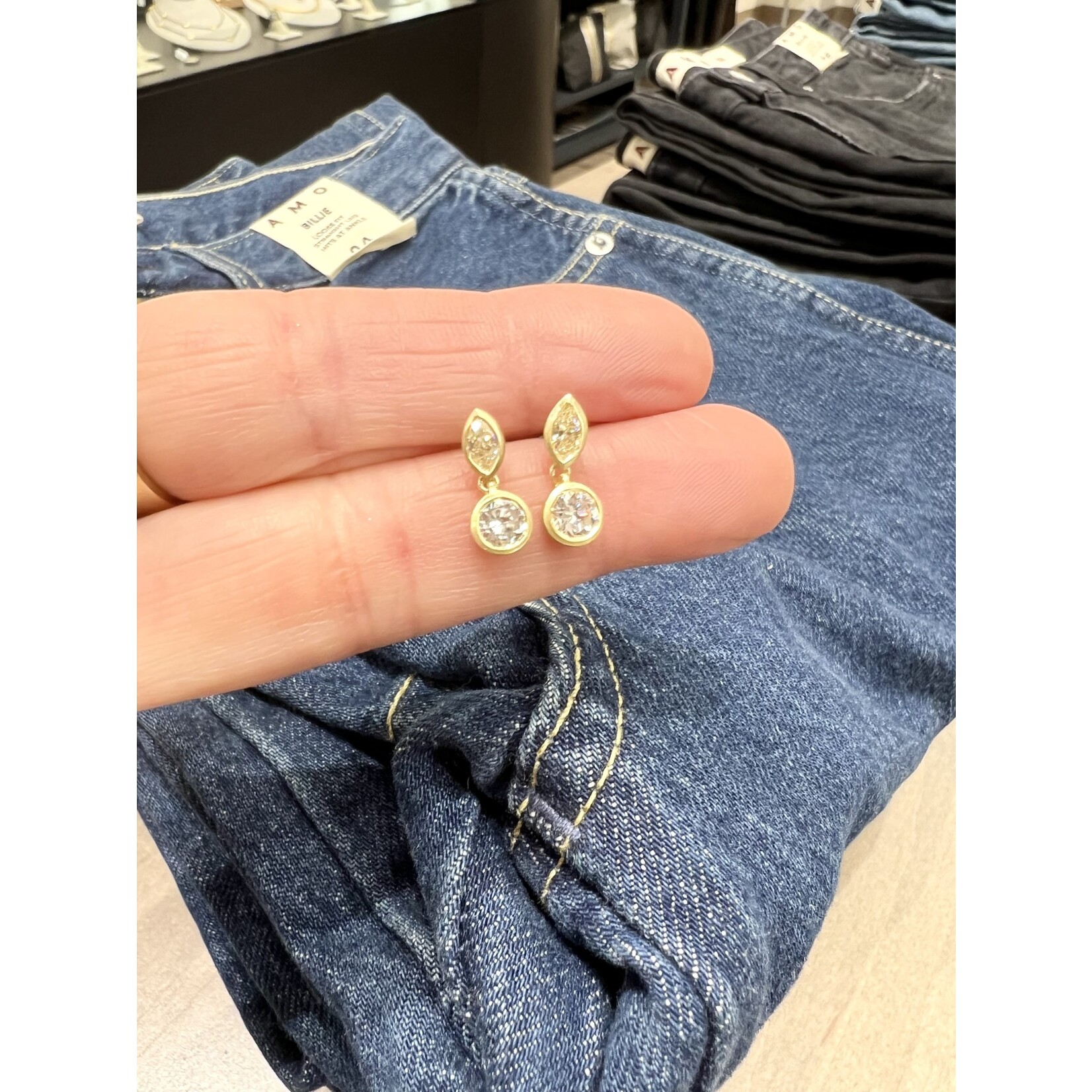 Perfect Jewel Heist 18k Gold and Double Diamond Drop Earrings (1.12ct)
