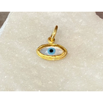 ARA Collection 24k Gold Mother of Pearl Eye Pendant Charm - Mini  (1/2 inch wide)