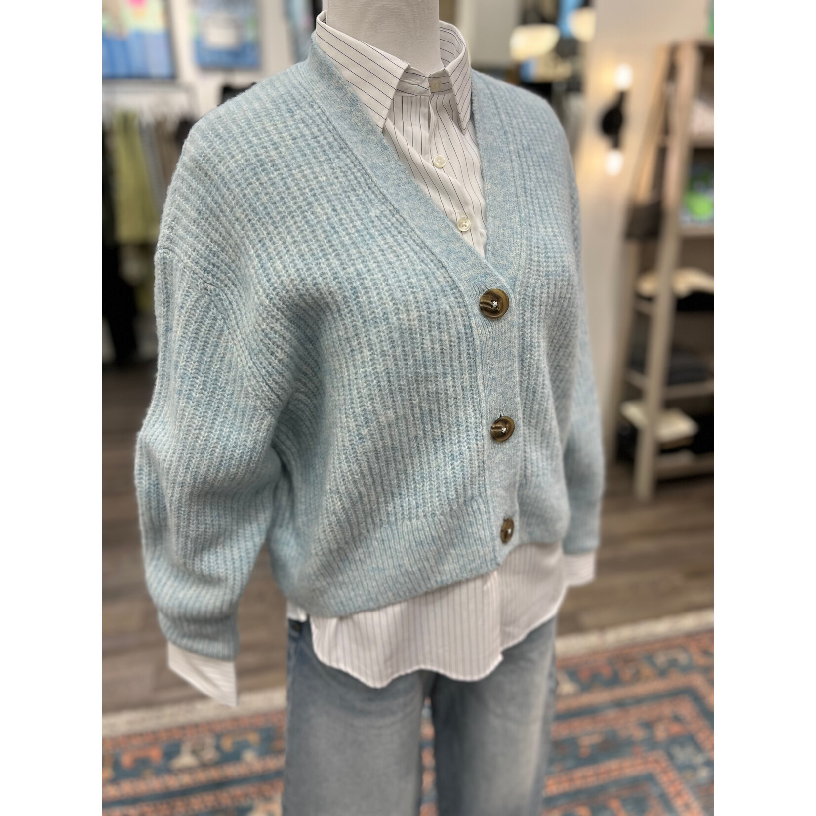 Closed V Cardigan Light Sky Blue