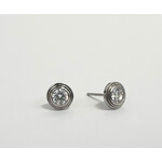 Perfect Jewel Heist 14K White Gold & LAB Grown Diamond Double Bezel Stud Earrings 1.97ct