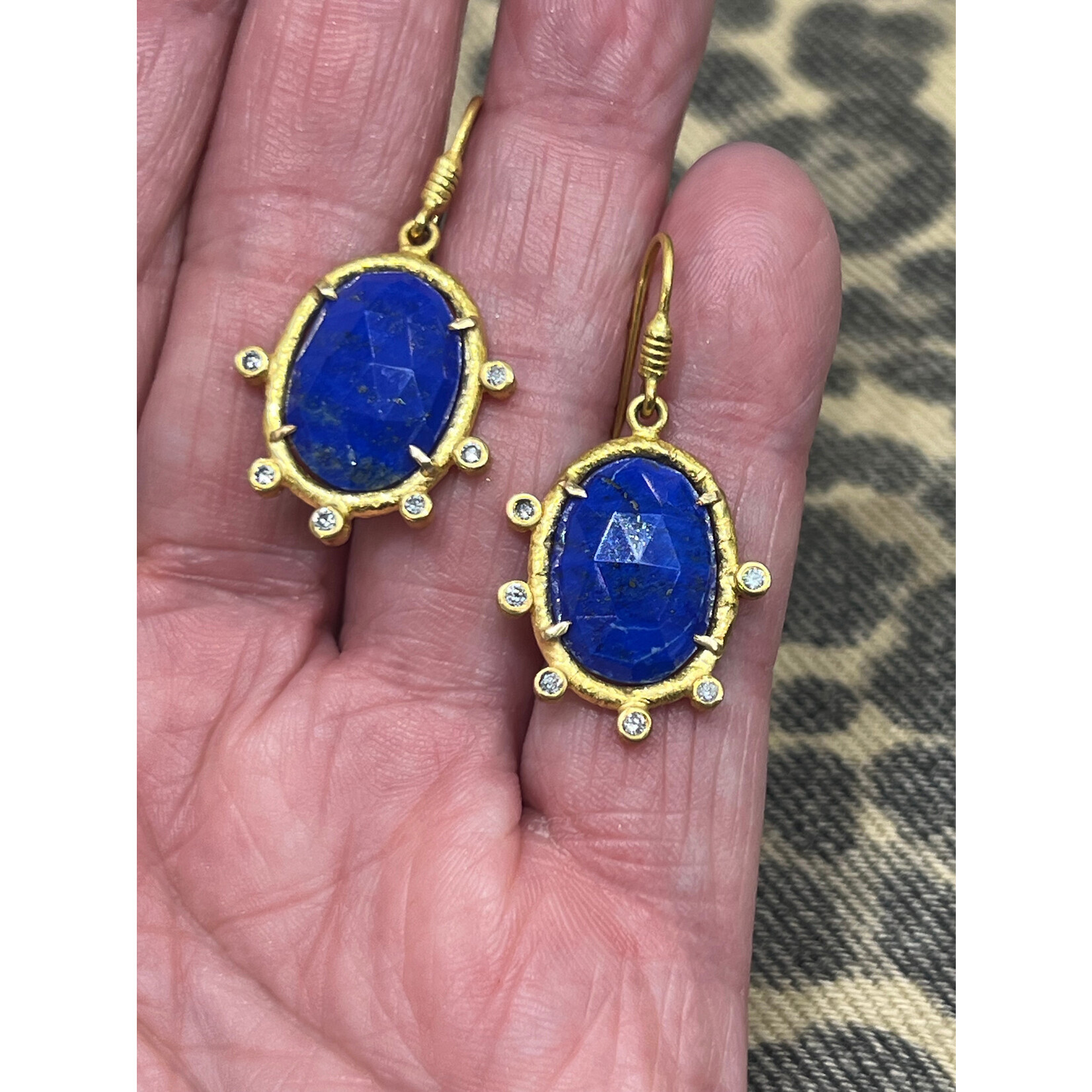 ARA Collection 24k Gold, Lapis, & Diamond Drop Earrings