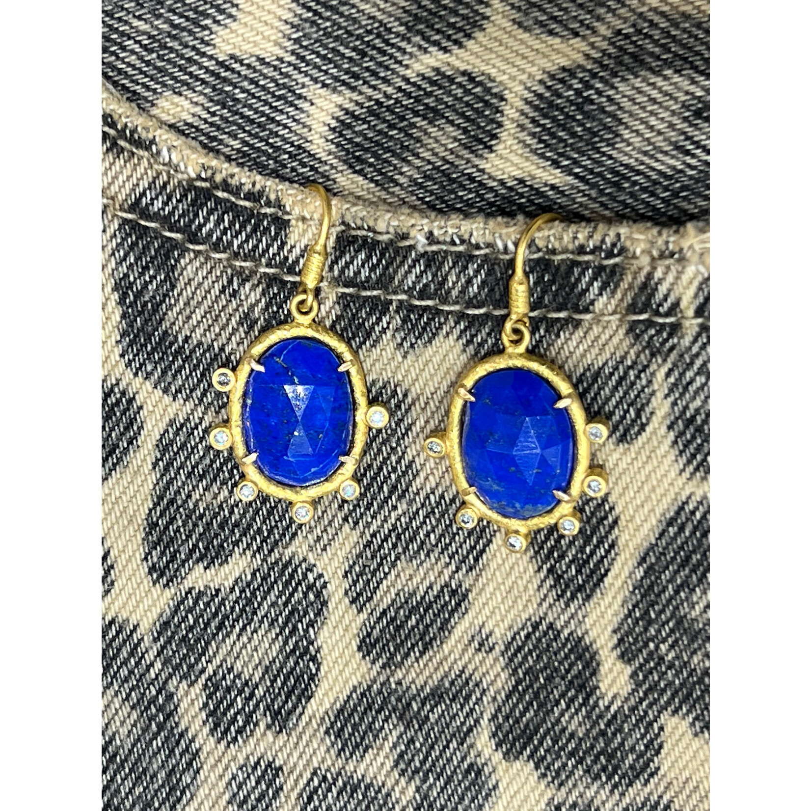 ARA Collection 24k Gold, Lapis, & Diamond Drop Earrings