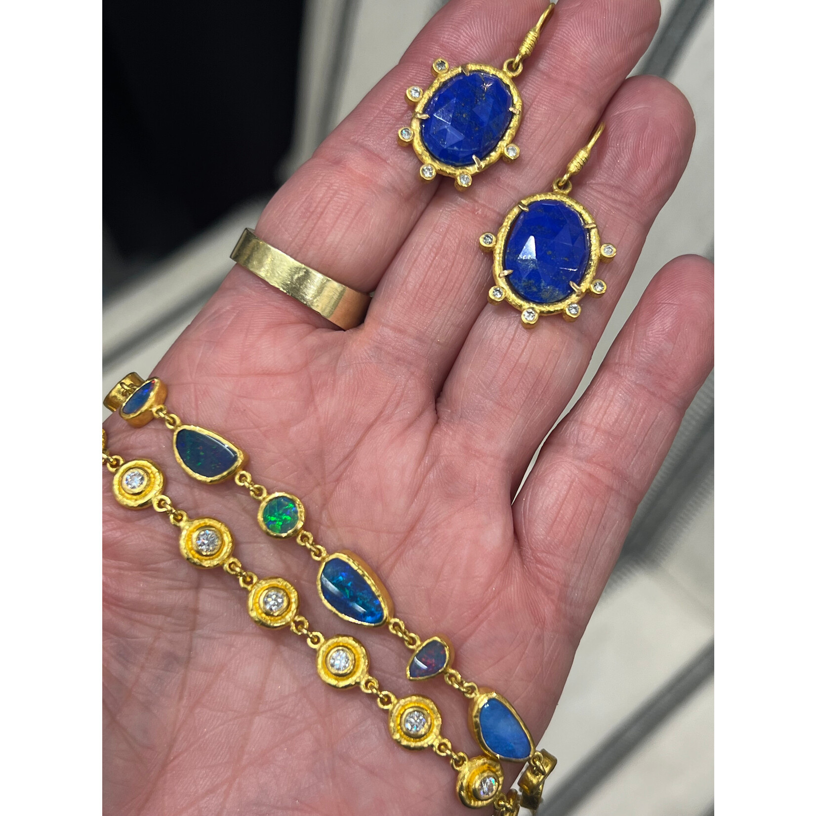 ARA Collection 24k Gold, Lapis, & Diamond Drop Earrings