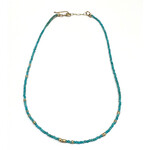 Turquoise and 18K Yellow Gold Beaded Necklace