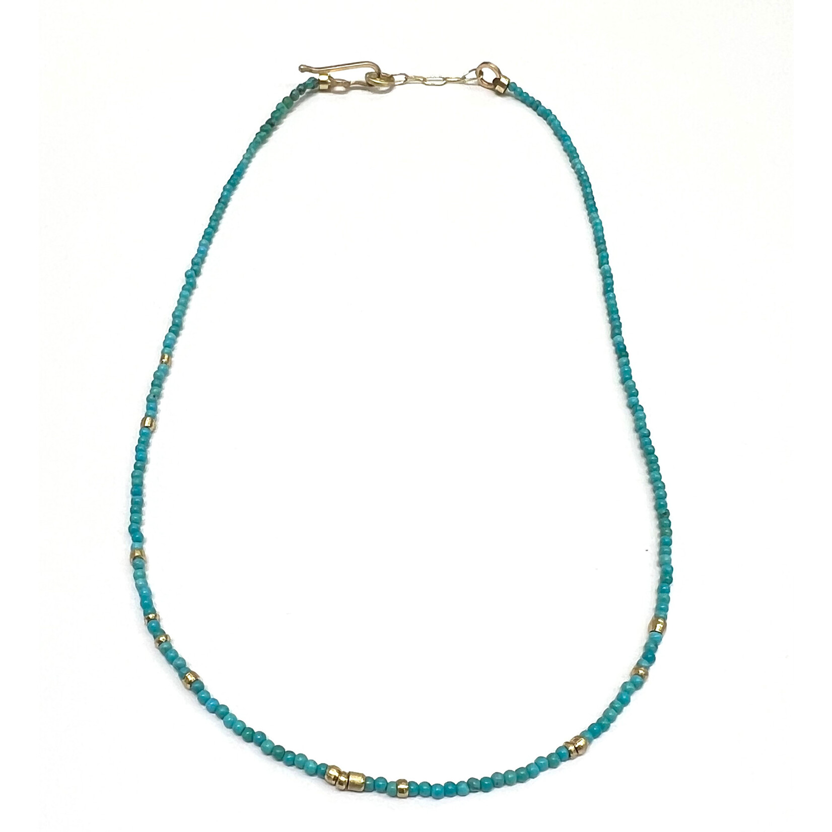 Turquoise and 18K Yellow Gold Beaded Necklace