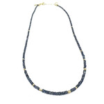 Sapphire and 18K Yellow Gold Beaded Necklace 16-17 inch