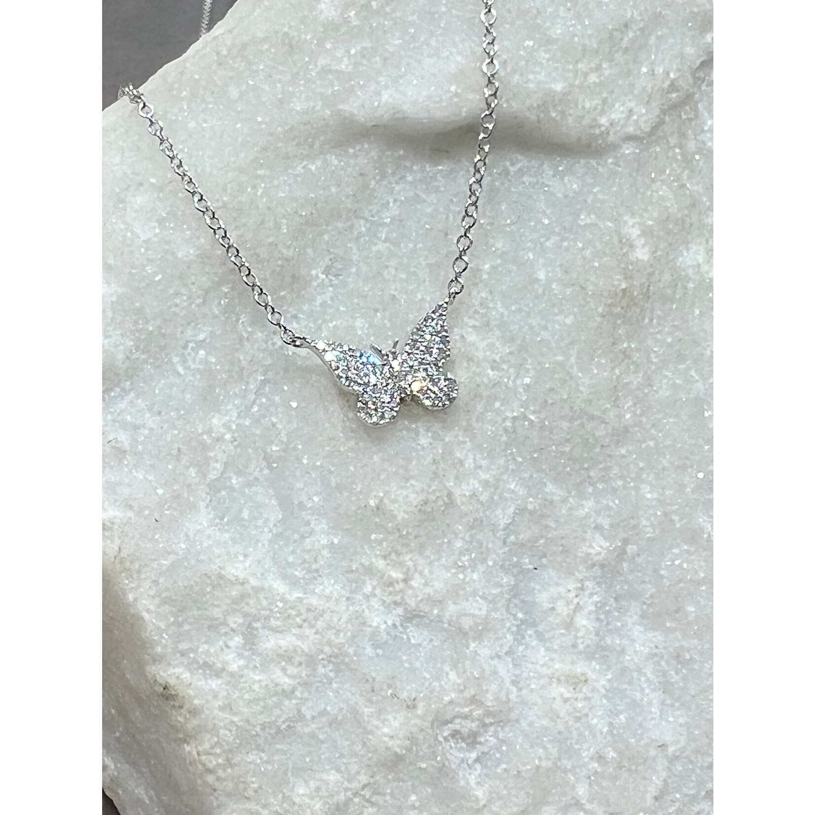 Andi Alyse Small Pave Diamond and 14k White Gold Butterfly Necklace