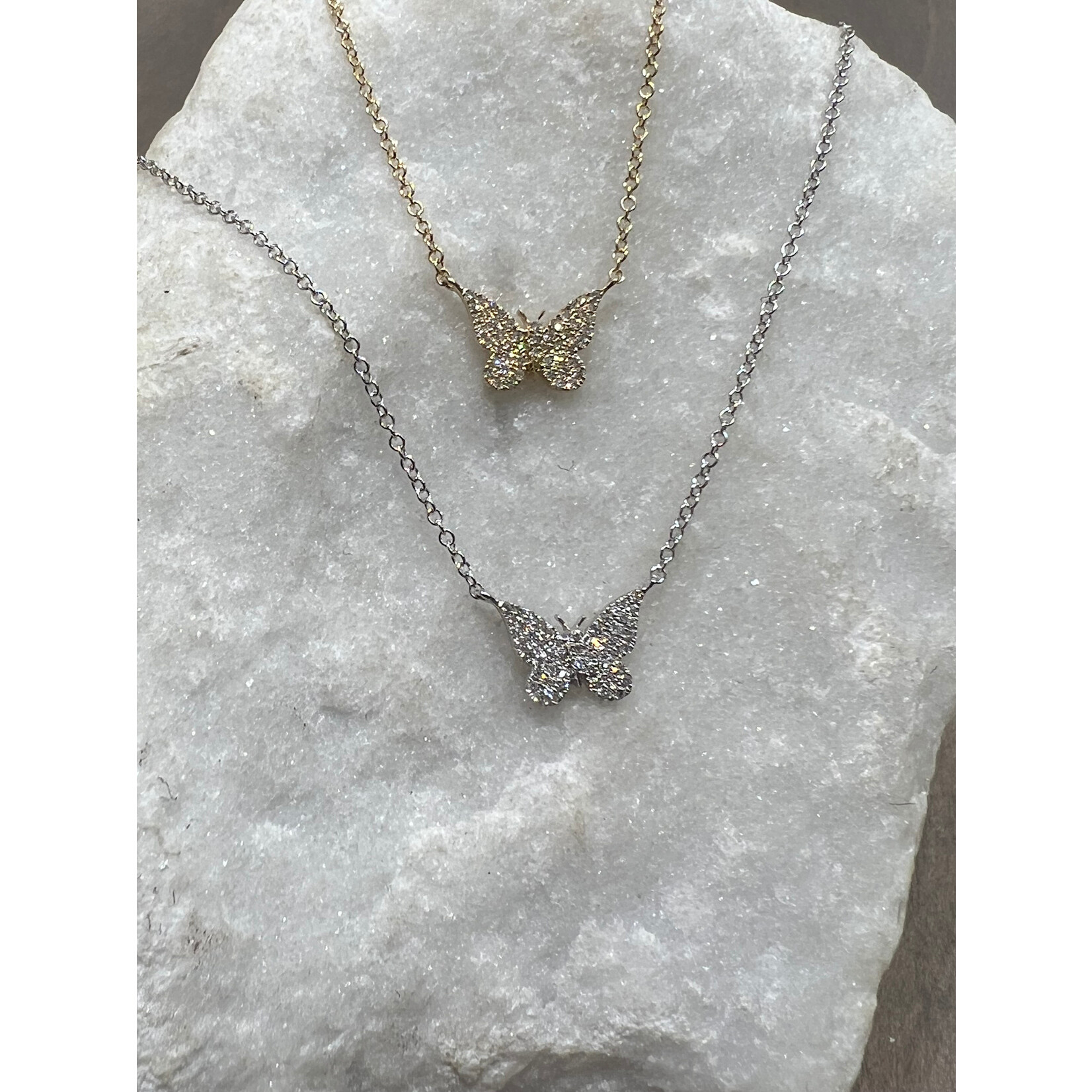 Andi Alyse Small Pave Diamond and 14k White Gold Butterfly Necklace