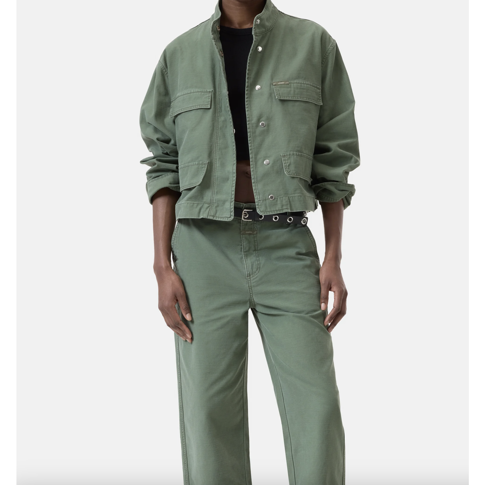 Closed Cropped Cotton Utility Jacket