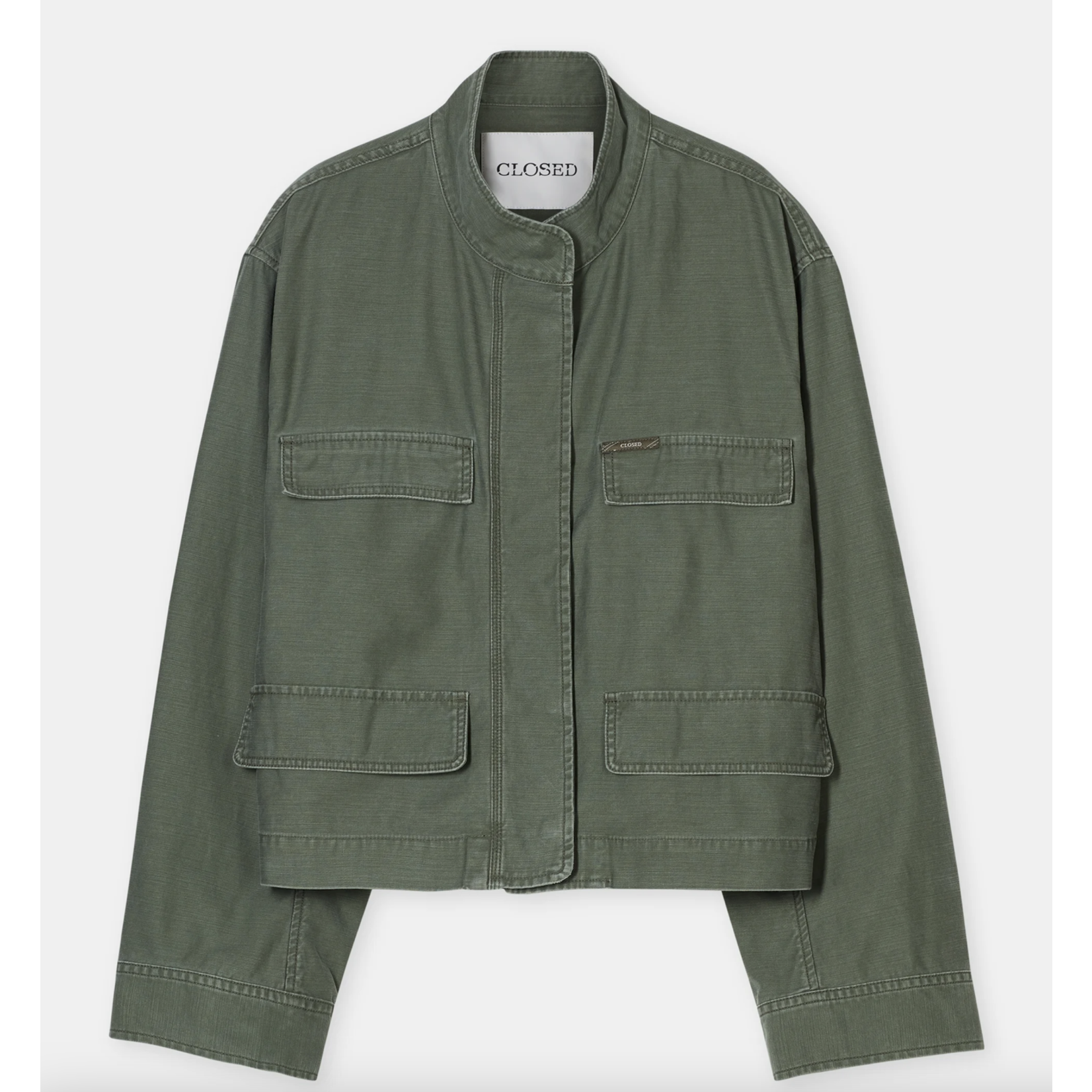 Closed Cropped Cotton Utility Jacket