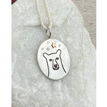 Heather Moore Kim Wyly Bear Oval Charm Pendant- Sterling Silver, 14k Gold, Diamonds