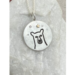 Heather Moore Kim Wyly Bear Round Charm Pendant - Sterling Silver, 14k Gold, and Diamonds