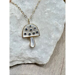 Andi Alyse Mother of Pearl and Blue Sapphire Mushroom Pendant Necklace, 14k Yellow Gold