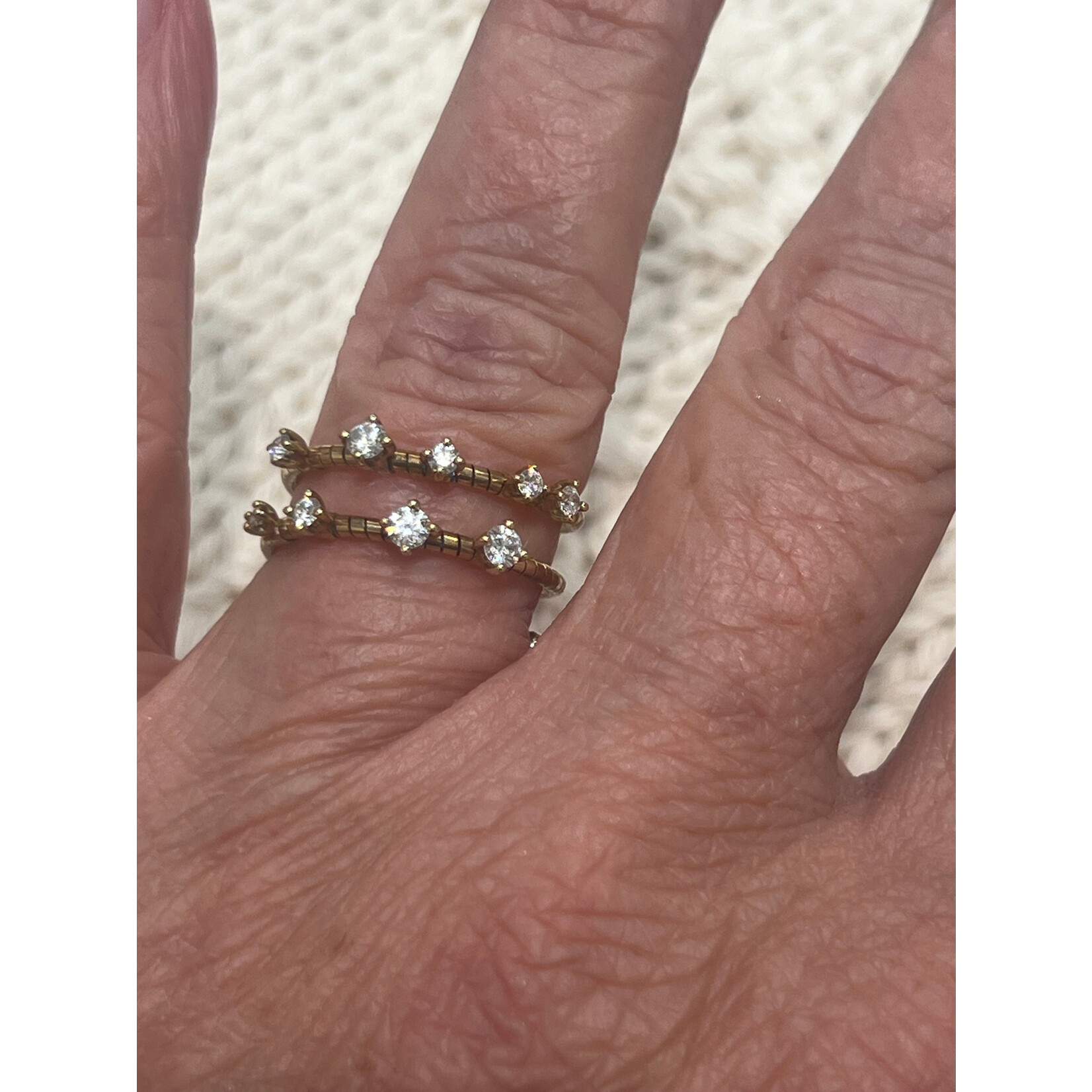 Mattia Cielo White Diamond and Yellow Gold Rugiada Ring, Size Medium