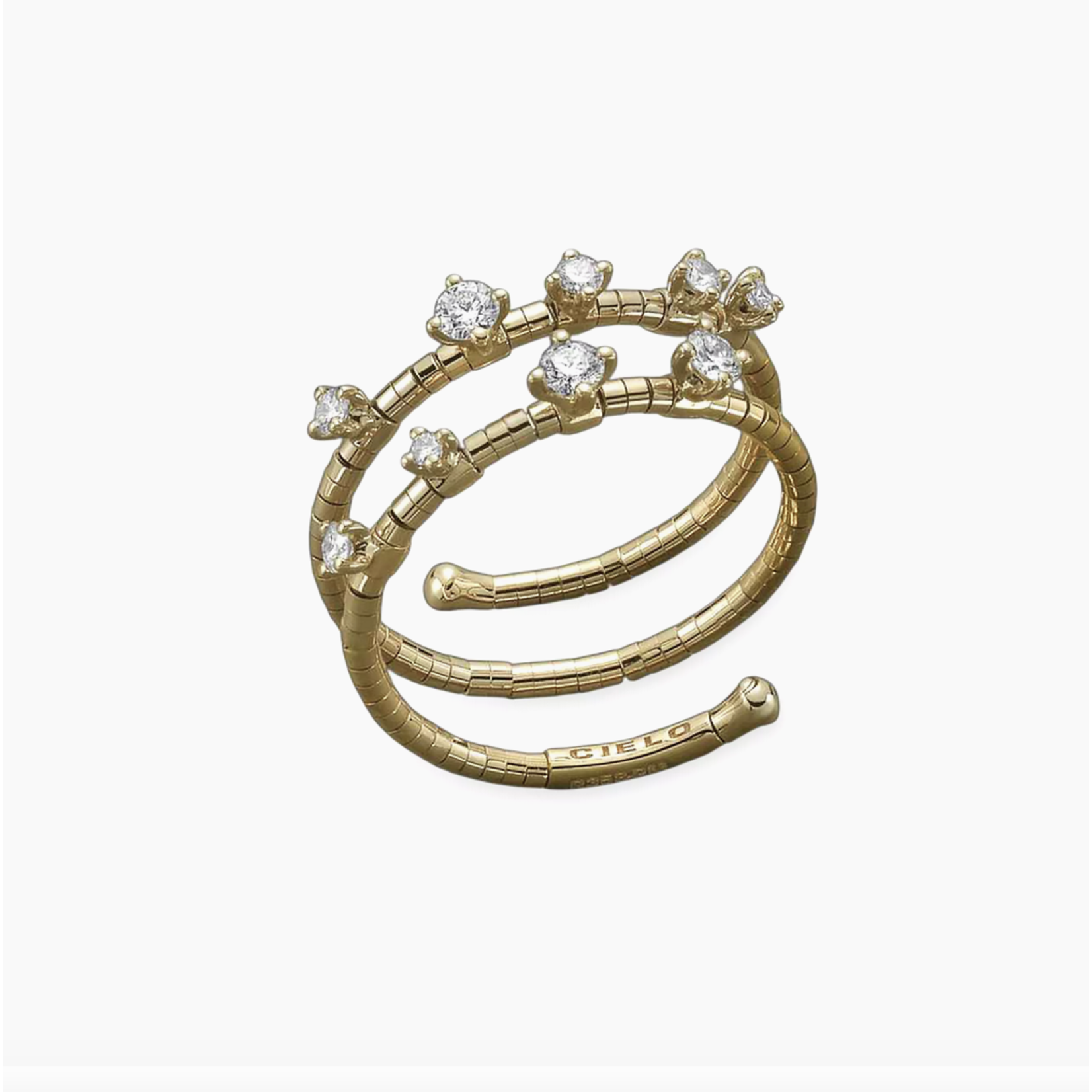 Mattia Cielo White Diamond and Yellow Gold Rugiada Ring, Size Medium