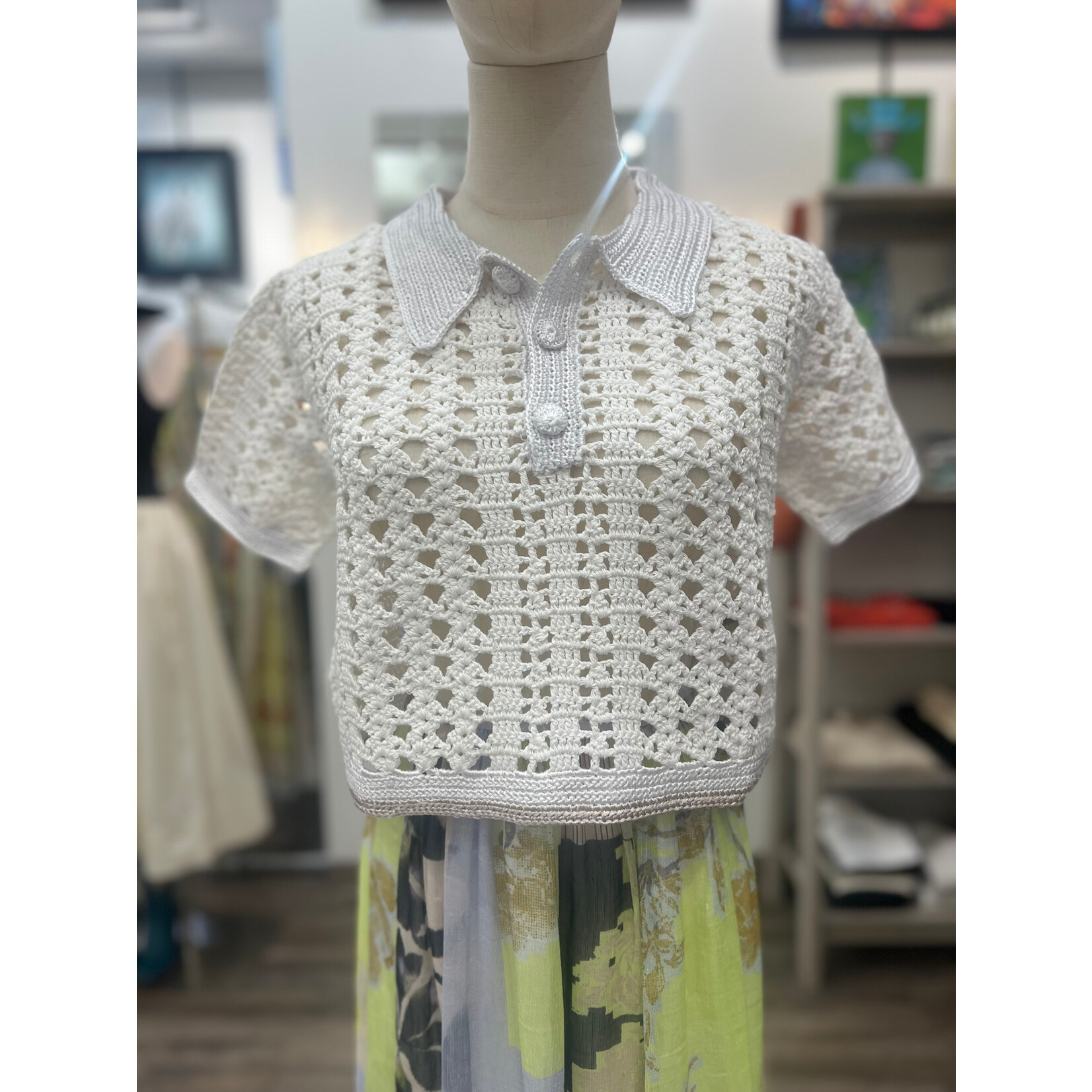 Forte Forte Cable Lux Crochet Cropped Polo