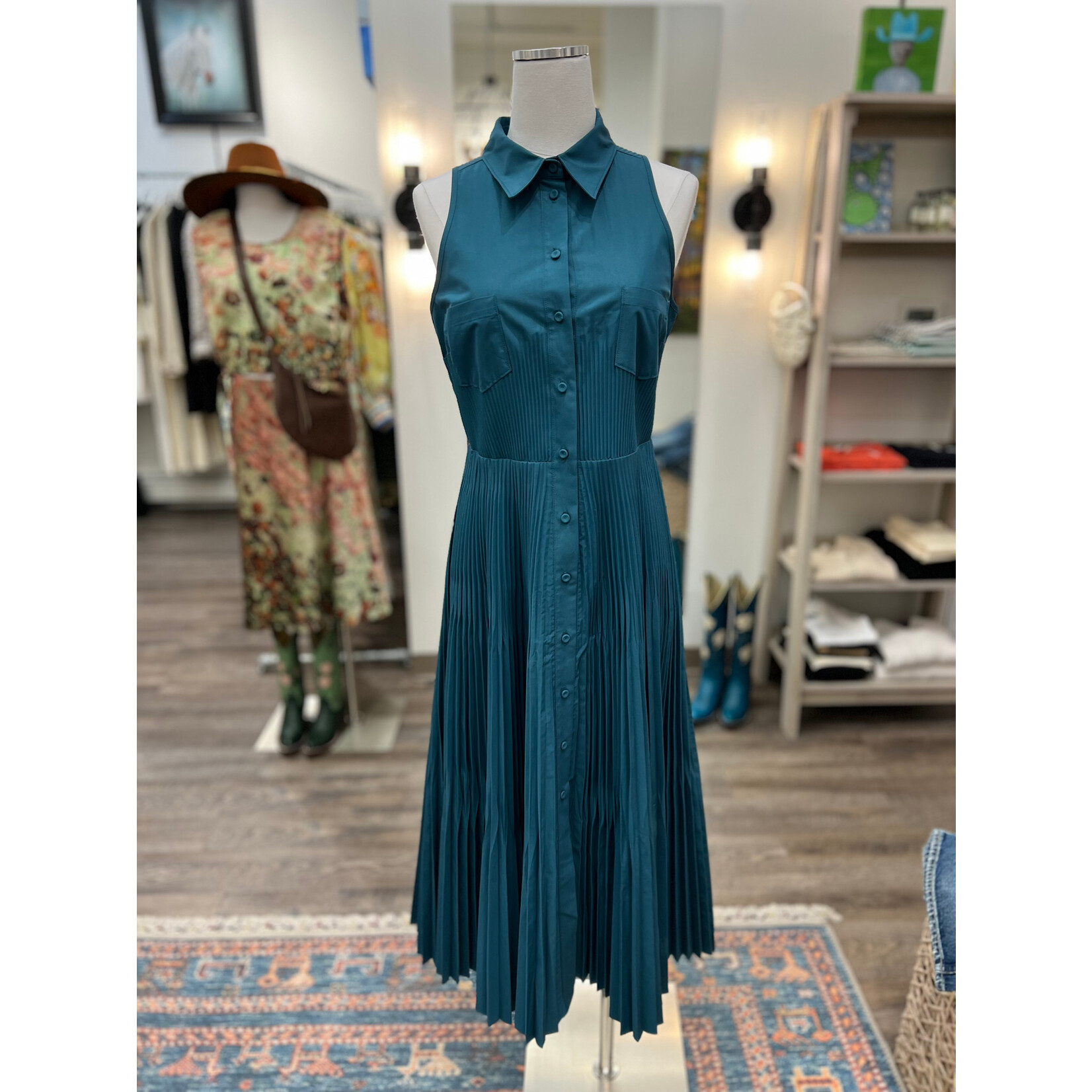 Beatrice Pleated Cotton Poplin Dress