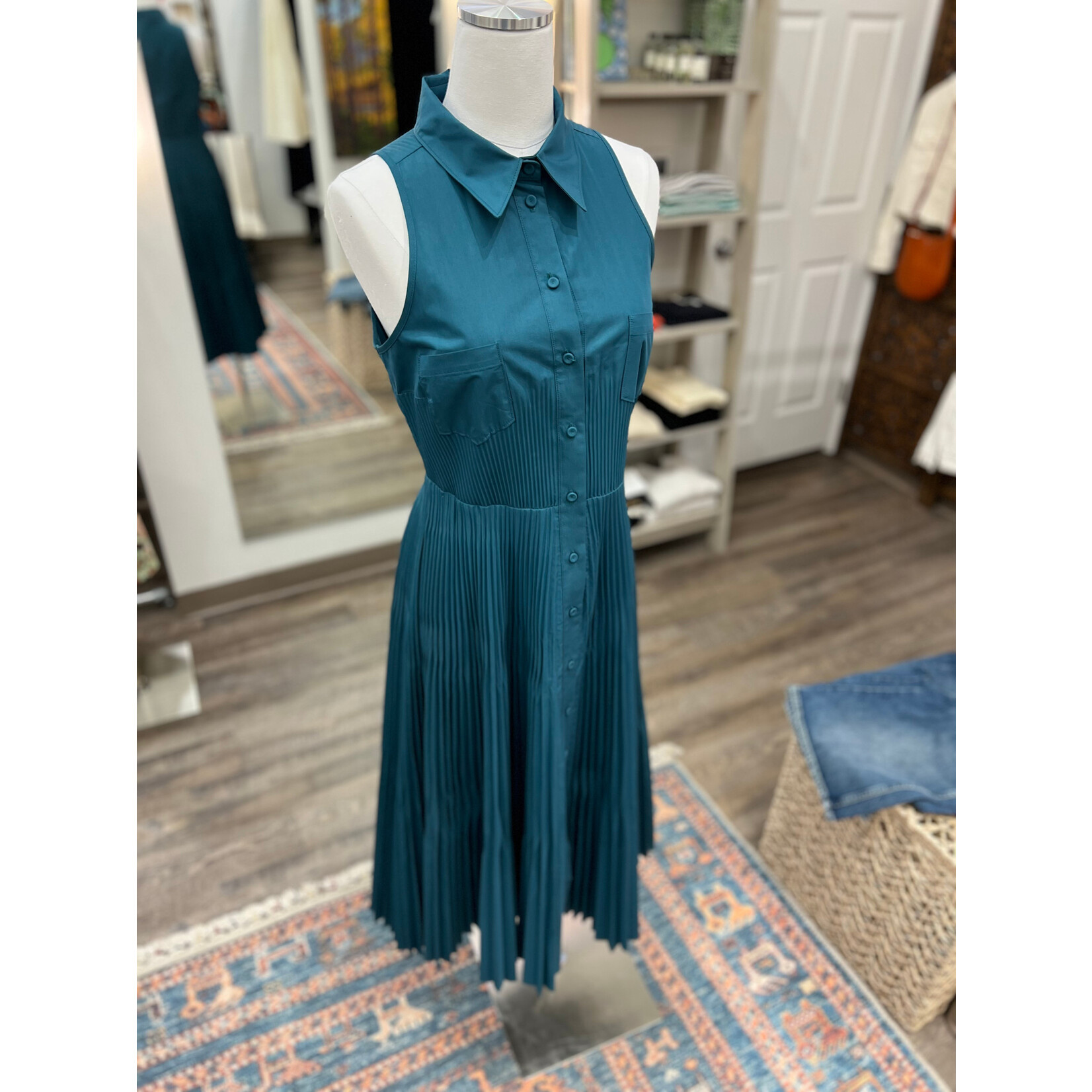 Beatrice Pleated Cotton Poplin Dress